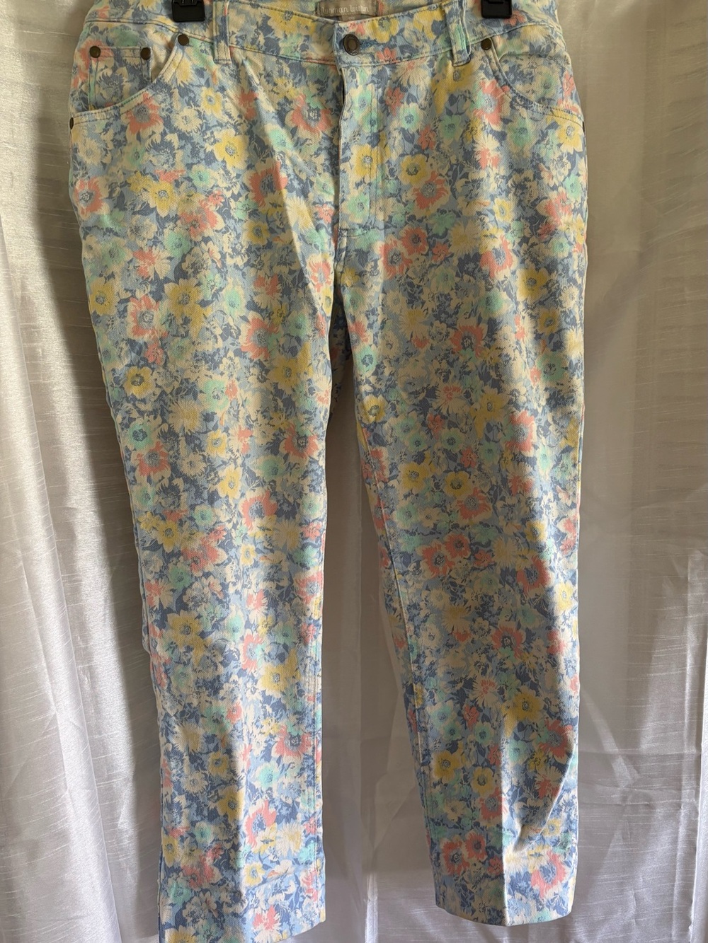Floral Pastel Straight-Leg Jeans